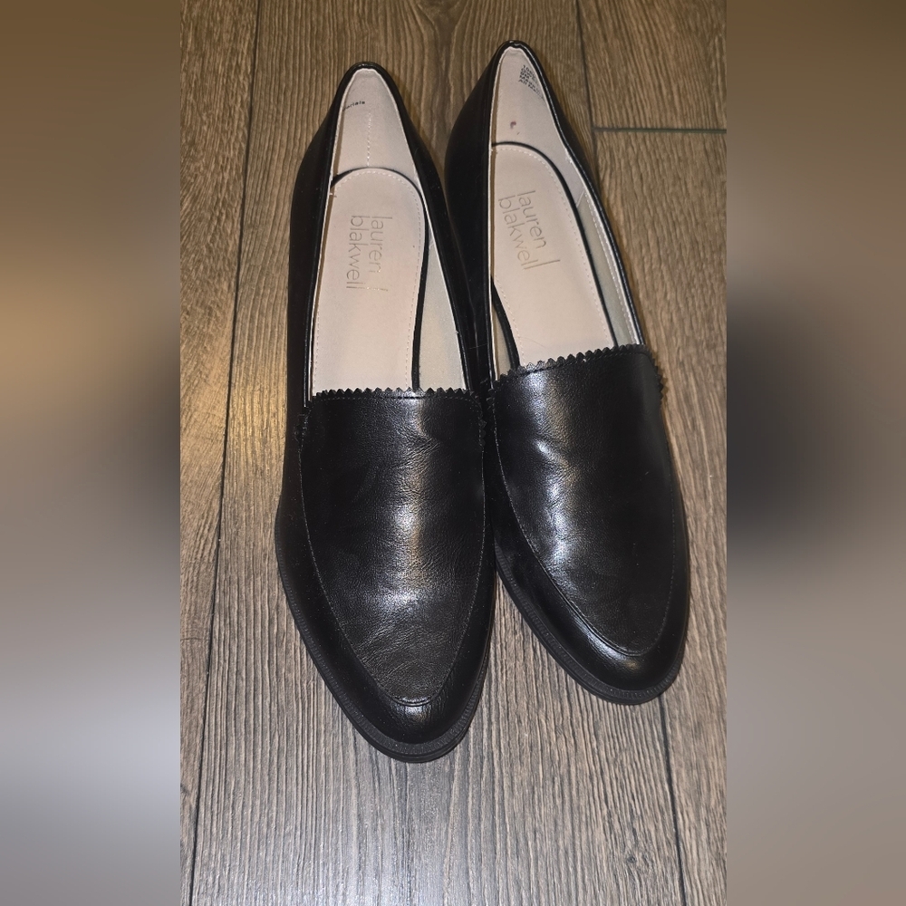 Lauren Blakwell Gwen Pump Black Scalloped Trim Size 9 Classic Black Heel Preppy